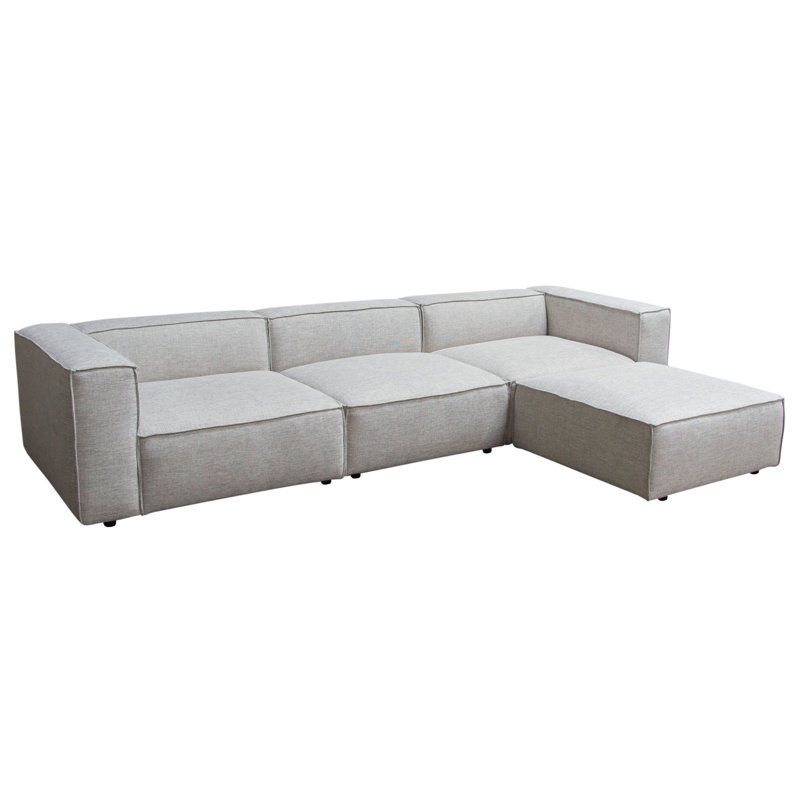 Vice 4PC Modular Sectional In Barley Fabric With Ottoman