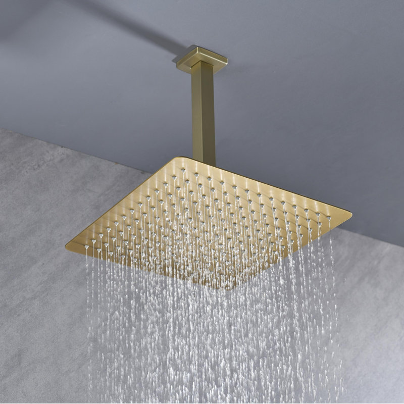 12 Inch Bathroom Luxury High Pressure Waterfall Rain Shower Head, Gold