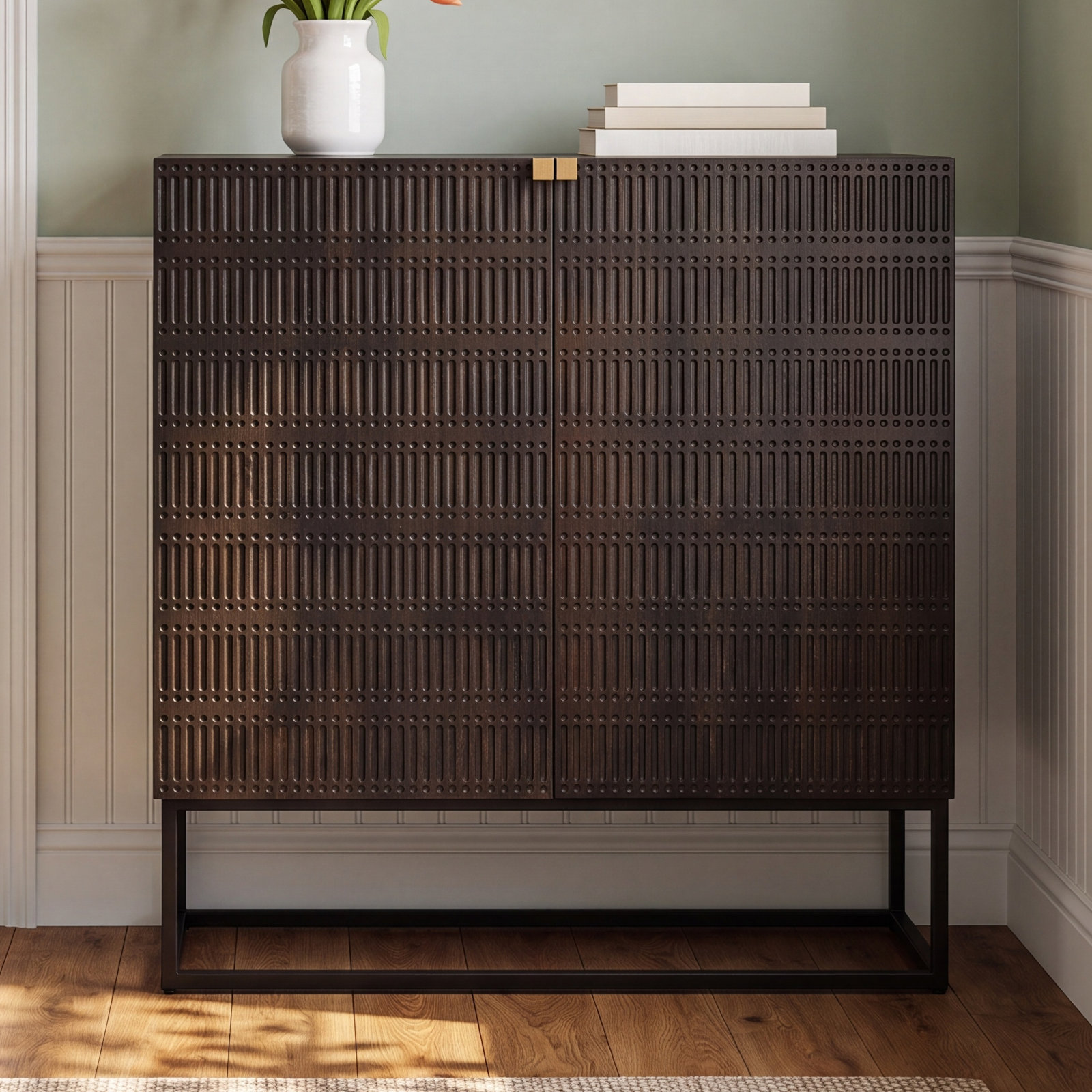 Taro 40'' Solid Wood Bar Cabinet, Vintage Brown