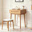 Commode bistro en bois massif, bureau compact 100 % bois massif avec tiroir de rangement, fini naturel, commode multifonctionnelle