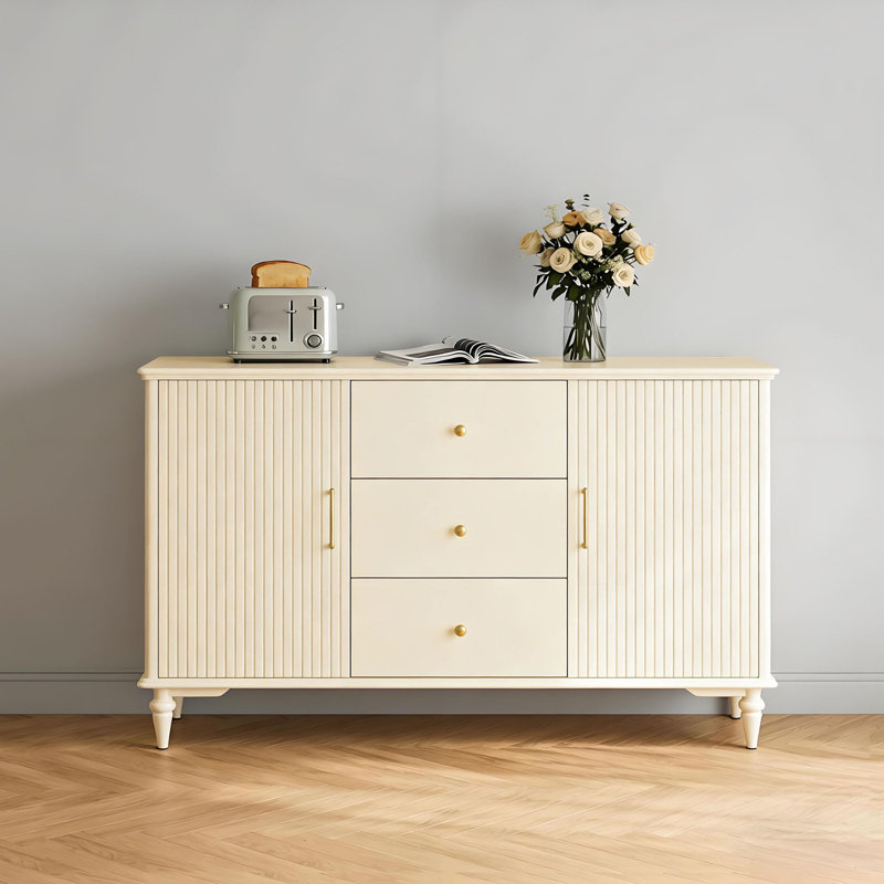 Buffet de rangement de style français crème, H 35,43 po x l 59,05 po x P 15,74 po