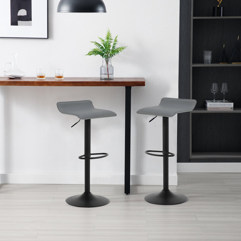 Figgers Upholstered Counter Stool with Metal Frame, Grey