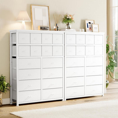 White Tall 16-Drawer Bedroom Dresser, Storage Chest Organizer