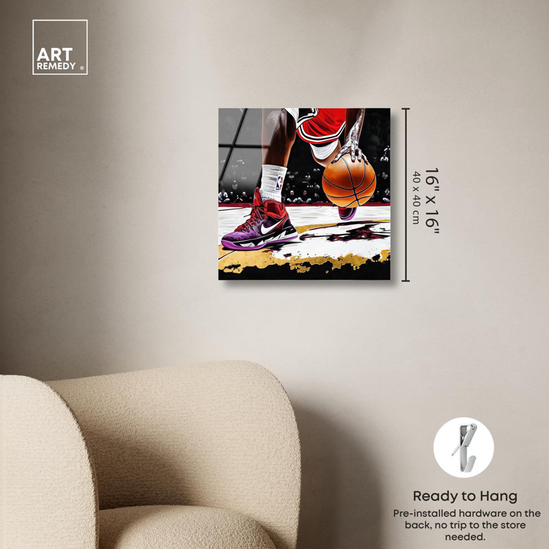 "Fired Up at the Court", impression sur toile par Art Remedy, H 16 po x l 16 po