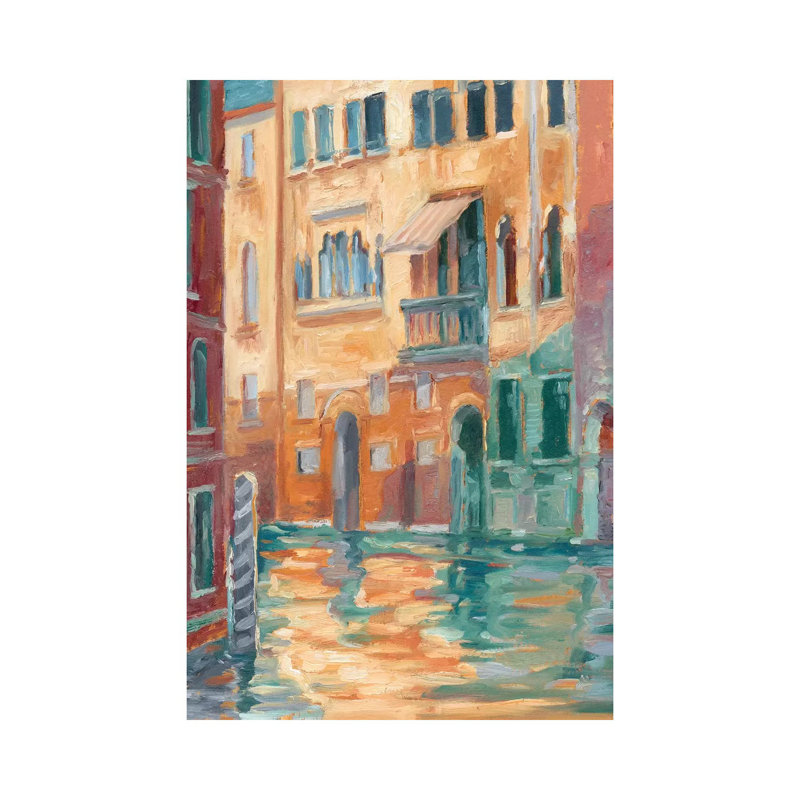 Sunset on the canal II par Ethan Harper, reproduction d’art, H 40 po x l 26 po x P 1,5 po, Toile tendue, Pas de tapis