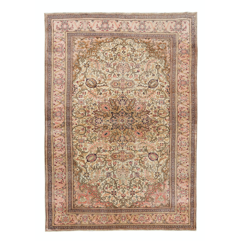 Tapis turc moderne fait à la main avec motif médaillon 100% laine