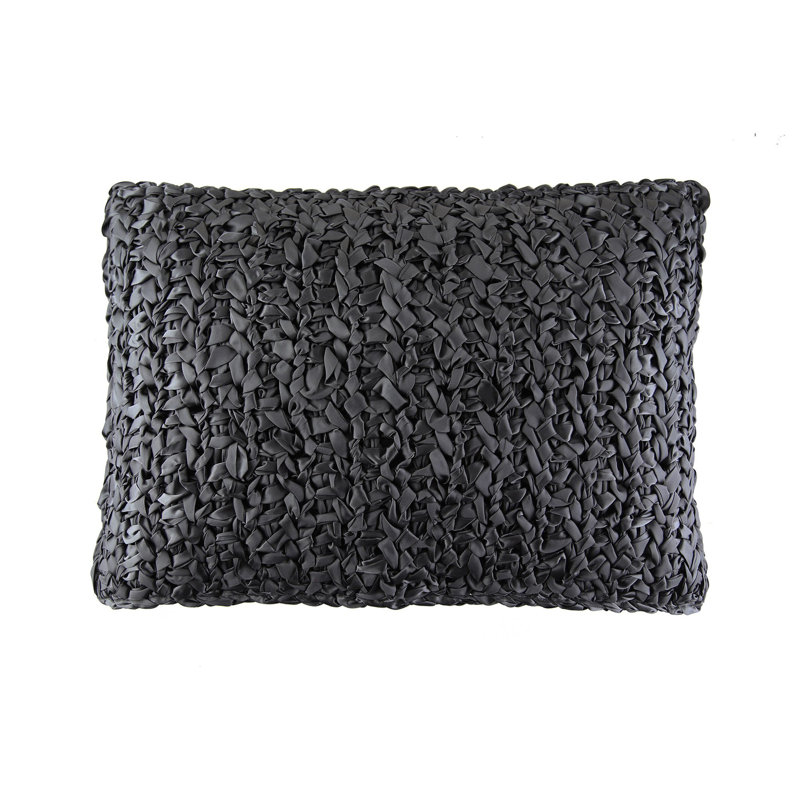 Ribbon Knit Lumbar Pillow Cover & Insert, Charcoal