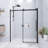30 In. -60 In. W × 72 In. H Frameless Shower Door Single Sliding With 1/4 Thickclear Tempered Glass  In Matt Black   |  Zinc Roller Rail System|   Stainless Steel Handle-121018408