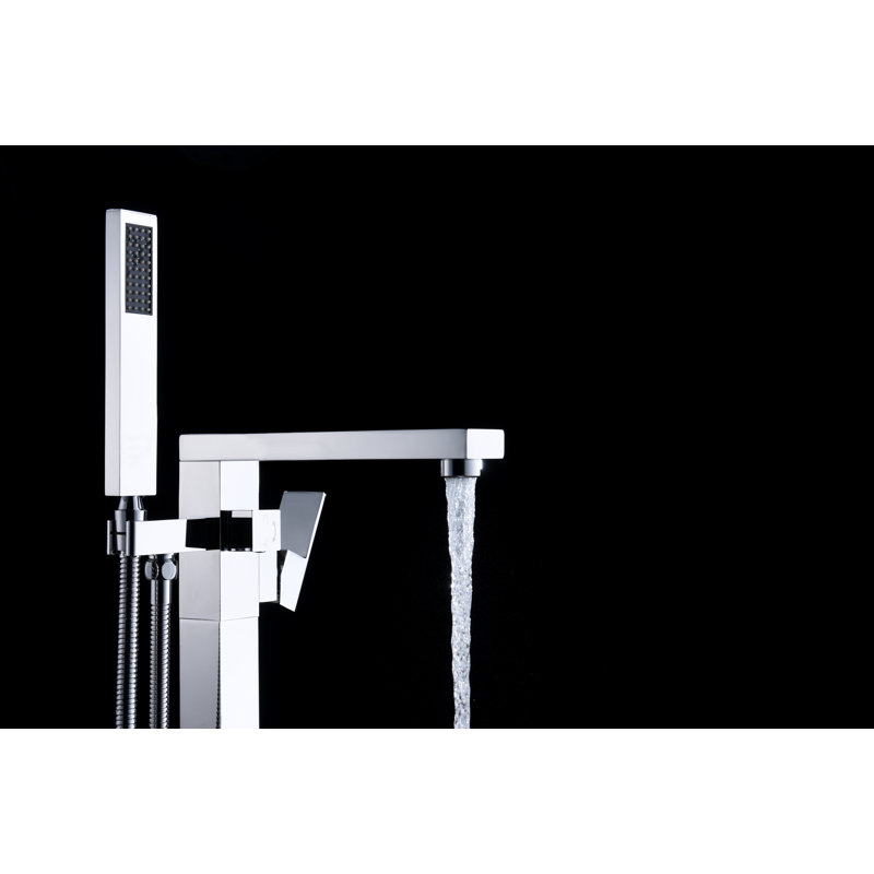 Khone 2 Handle Floor Clawfoot Tub Faucet with Diverter, Brushed Nickel