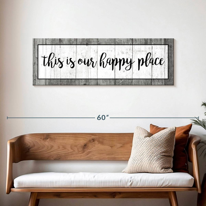 «Family and Home Typographie This Is Our Happy Place Typographie», reproduction sur toile, H 16 po x l 48 po x P 1,25 po