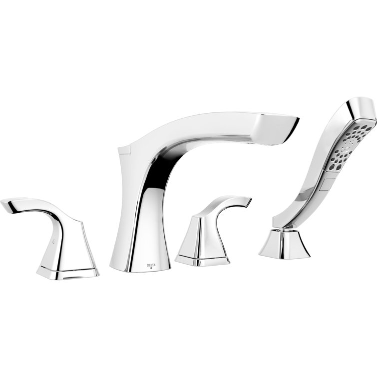 Teslaâ® Double Handle Deck Mounted Roman Tub Faucet Trim with Handshower