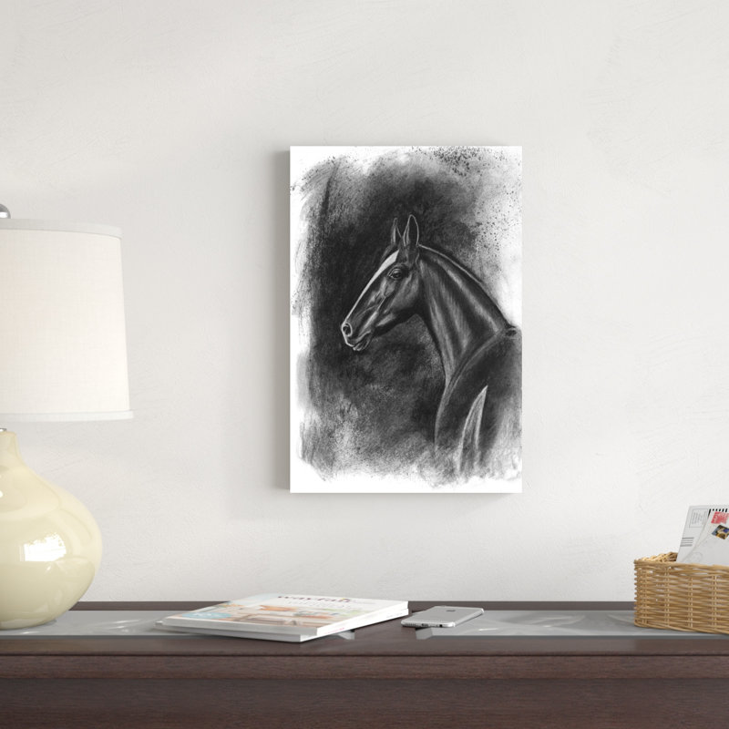 Portrait équestre gris anthracite II, H 18 po x l 12 po x P 1,25 po