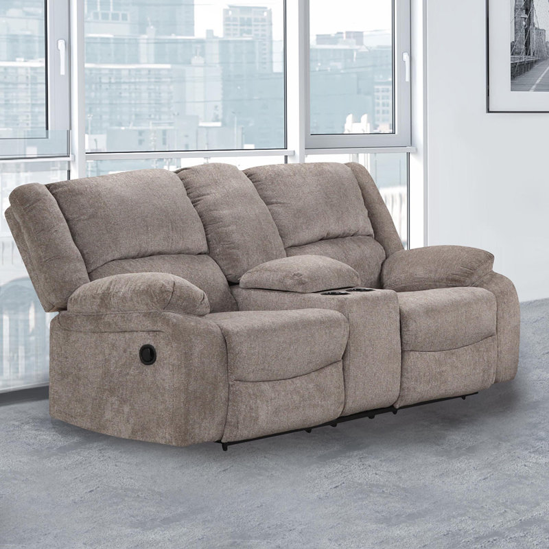 78.4" W Transitional Loveseat, Mocha