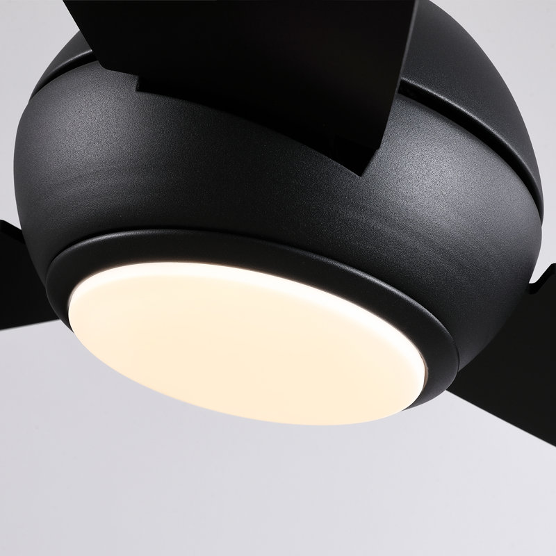 52'' Dimmable Modern Ceiling Fan with LED Light, Black