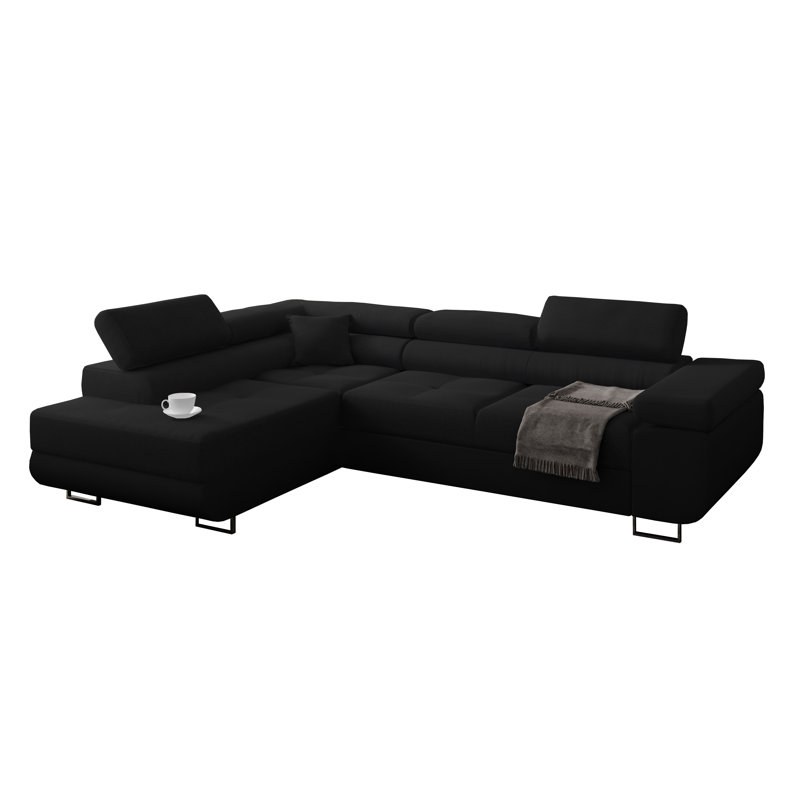 Anguel 4 Seater Sofa Bed, Left Hand Facing, Dark Grey/Black 