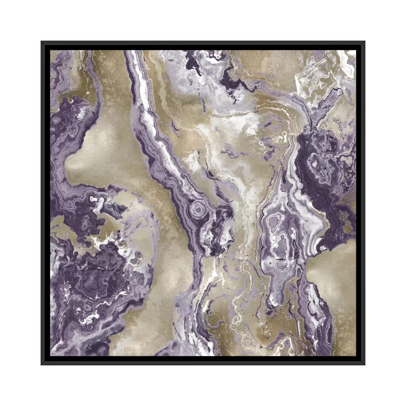 «Onyx Amethyst», impression sur toile, H 18 po x l 18 po x P 1,5 po, Toile encadrée noire, Pas de tapis