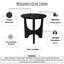 Sara Round Side End Table, 20 Inch Solid Mango Wood Top In Matte Black With Curved Legs
