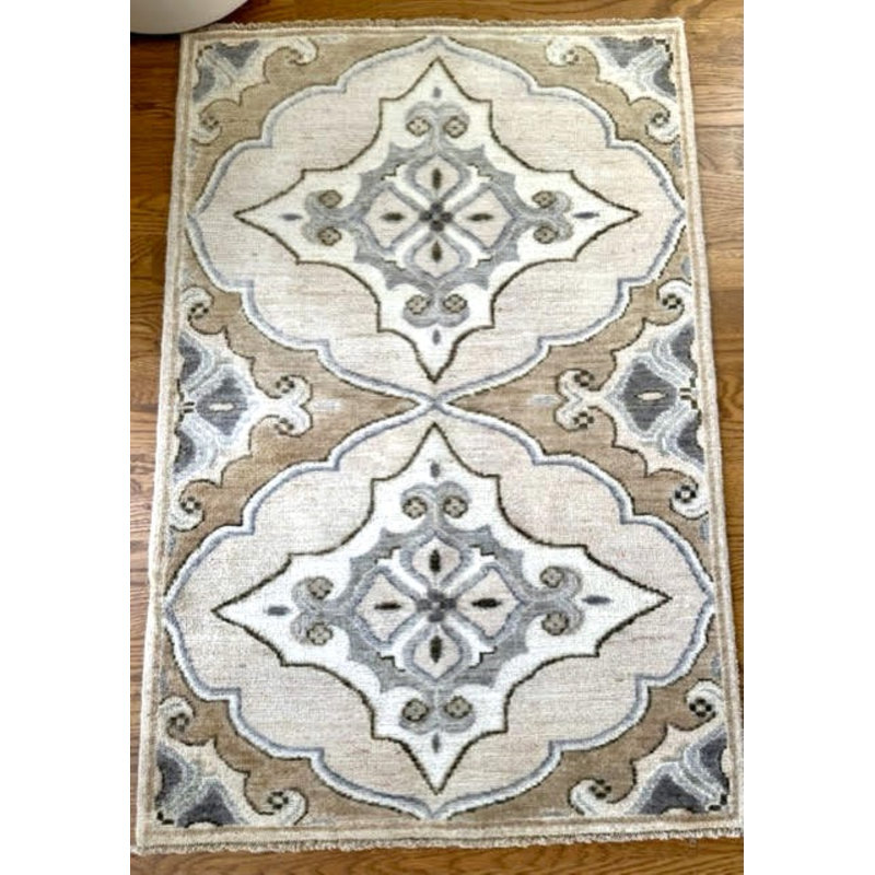 Tiny Knots Wool Southwestern Area Rug in Killegray Beige