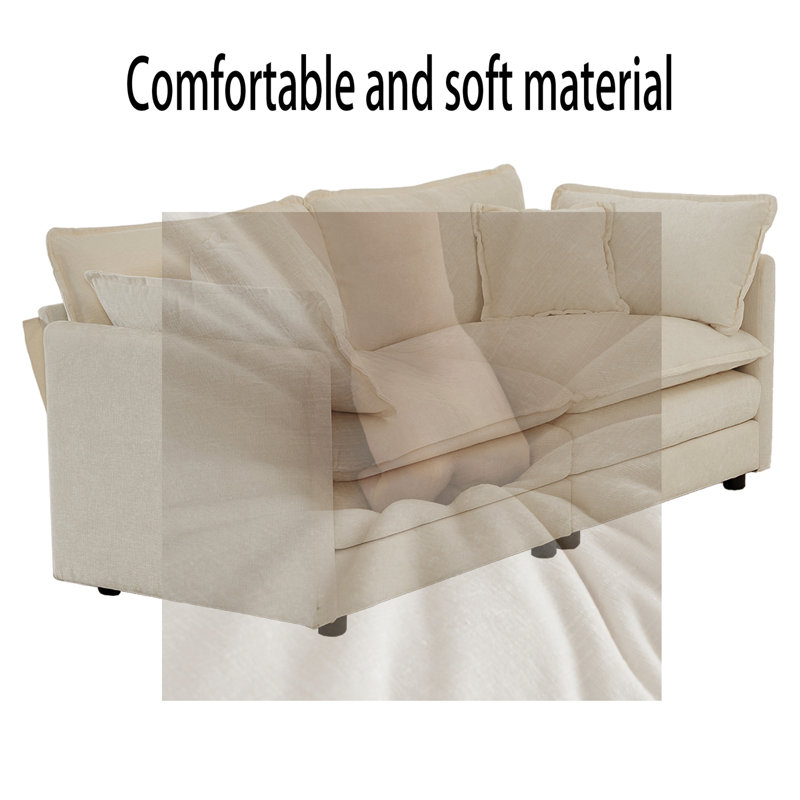 Hearsh Upholstered 70'' Sofa, Beige Chenille
