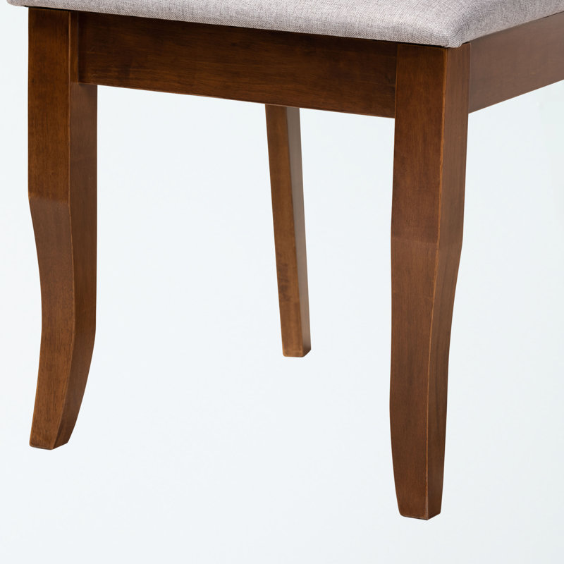 5-Pc Dining Set in Grey Fabric and Brown Finished Wood, 30.00'' H X 34.30'' W X 34.30'' D