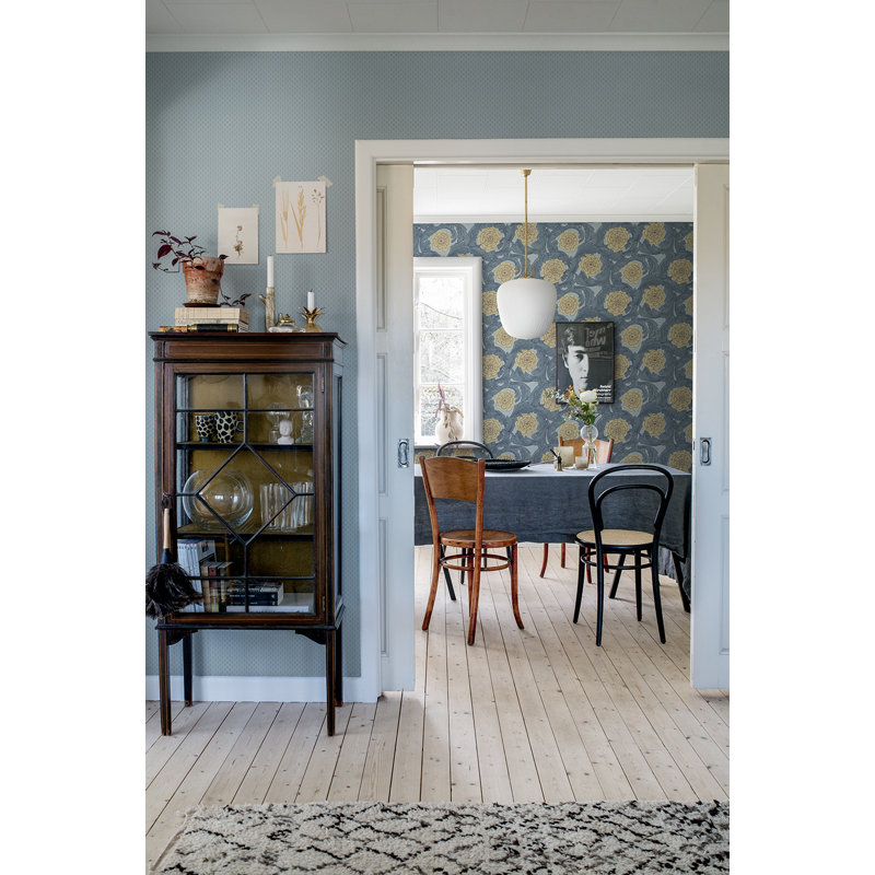 Blomstermala Large Floral Design 33' L x 21" W Wallpaper Roll, Light Gray