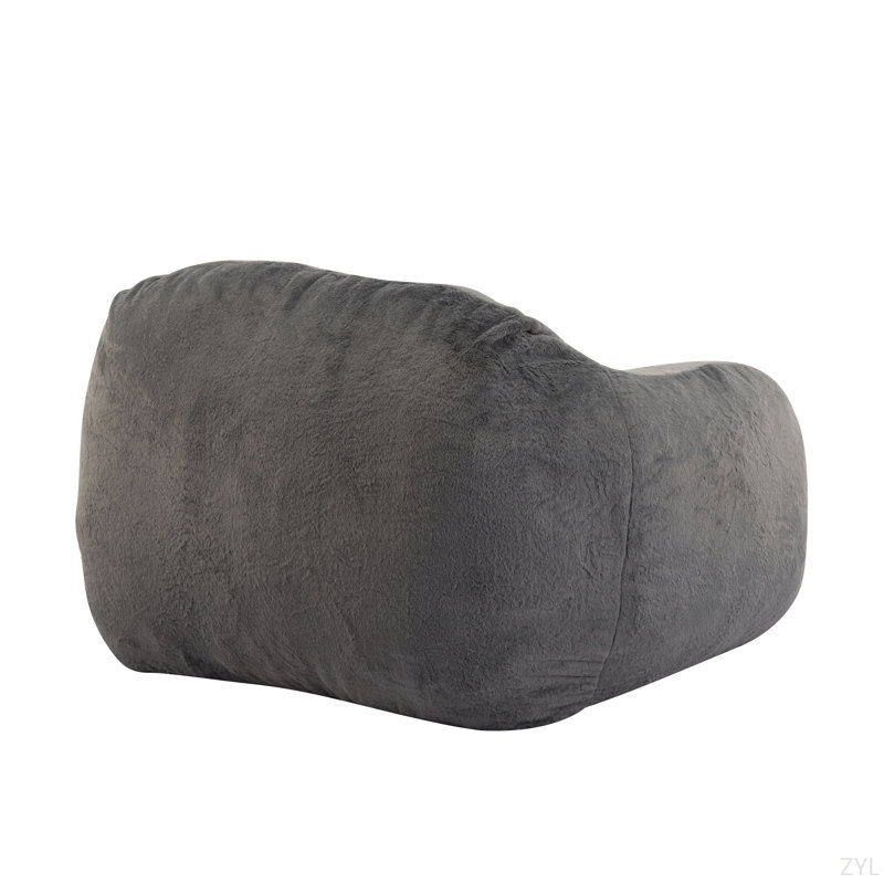 Fauteuil à billes d'intérieur, fausse fourrure grise