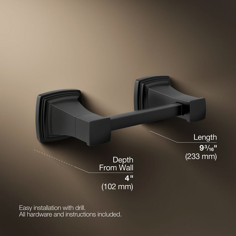 Riff Pivoting Toilet Paper Holder, Black