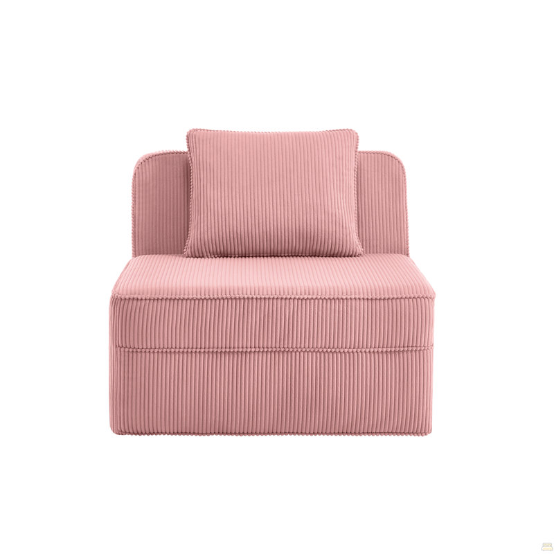 Canapé sans accoudoirs avec coussin en velours côtelé, Rose