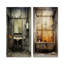 «Gray Industrial Minimalist Bath II» - ensemble de 2 reproductions d'art sur toile-102582446-102582449