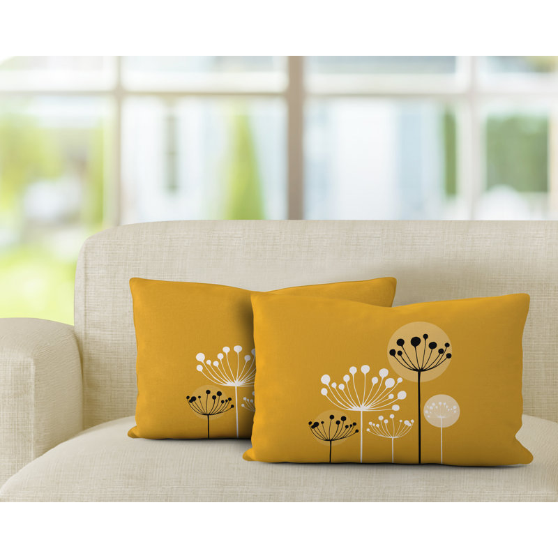 Floral Outdoor Reversible Throw Pillow, Yellow