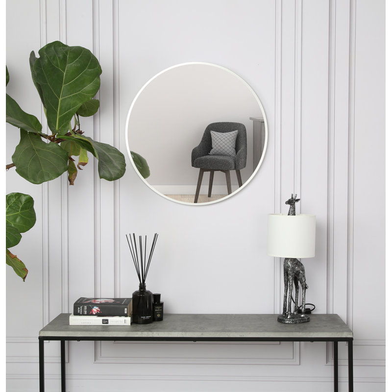 Sasheer - Round Framed Wall Mounted Mirror, 80cm H x 80cm W, Silver