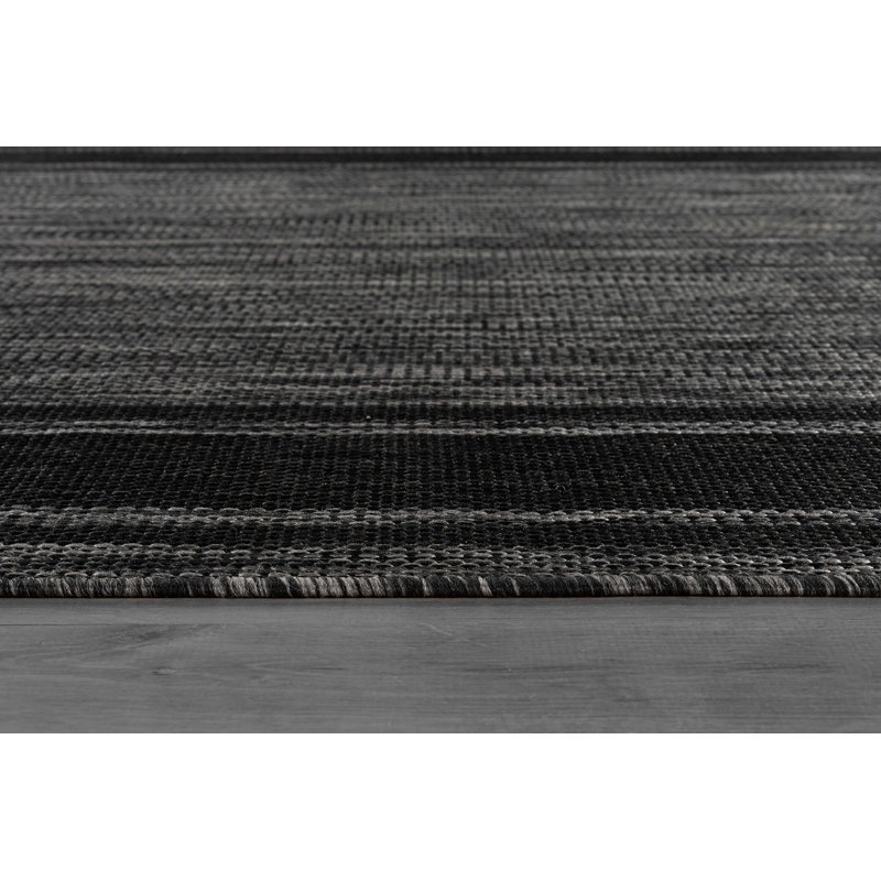 Waikiki Black Indoor/Outdoor Rug, Rectangle 10' x 14'