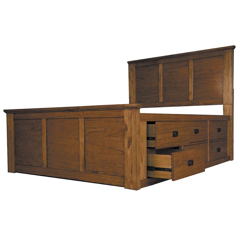 Orpha Solid Wood Bed with Drawers, King