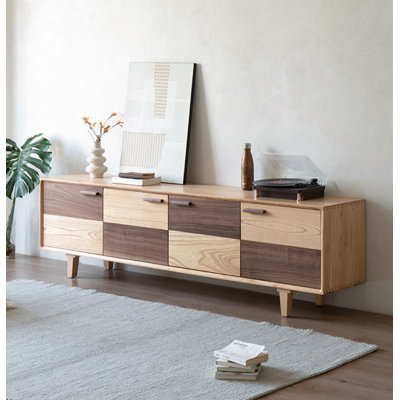 Simple Rectangle Solid Wood TV Cabinet Unfinished TV Stand for TVs up to 88"