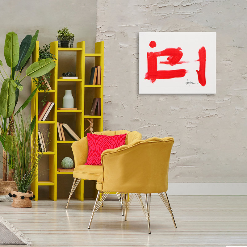 Art abstrait sur toile, symbole rouge abstrait par Daniel Houston, H 24 po x l 30 po