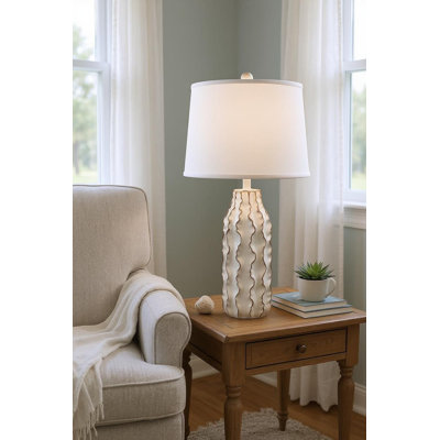 NUDE/GOLD FLUTED WAVE TABLE LAMP