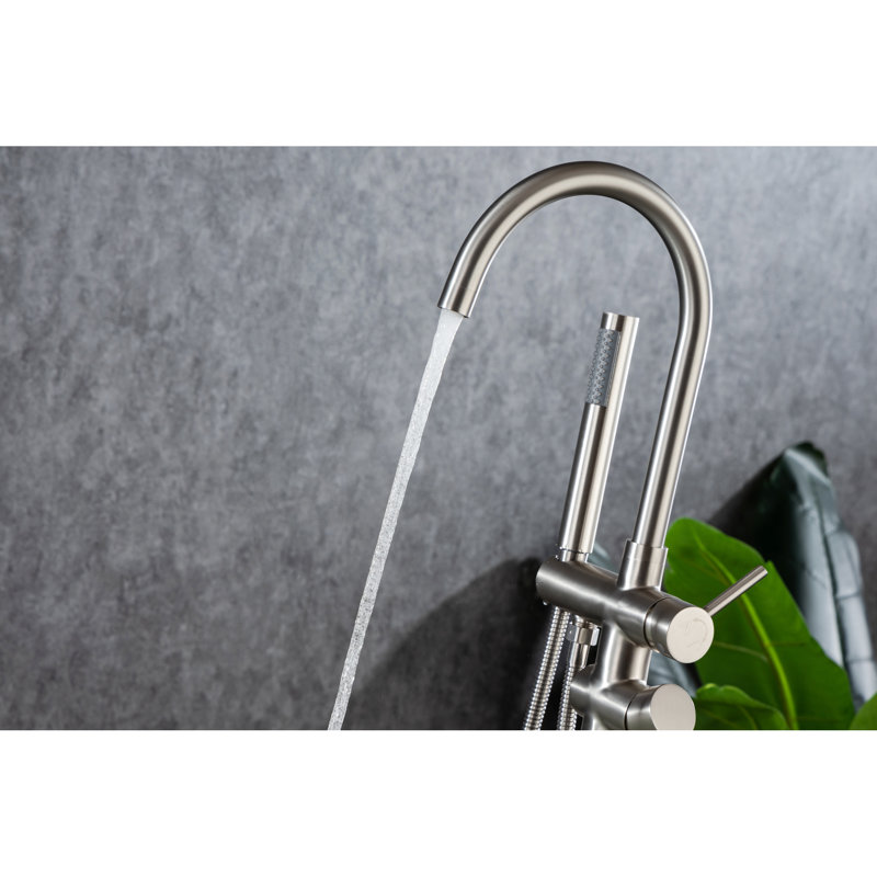 Stainless Steel Floor Mounted Tub Faucet With Leak Design Filler Leak Feature And 3.44 In. Height