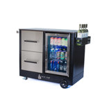 Mont Alpi Outdoor Bar Patio Island Kitchen Mobile Bar Prep Cart Station + Compact Refrigerator