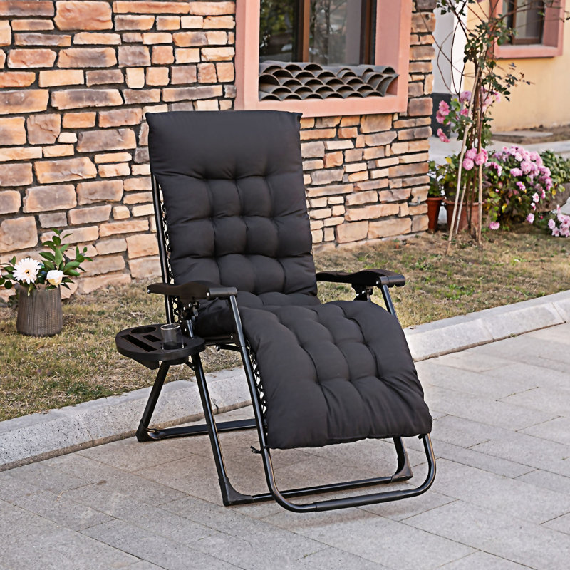 Chaise longue pliante inclinable avec coussin rembourré Zero Gravity, Black
