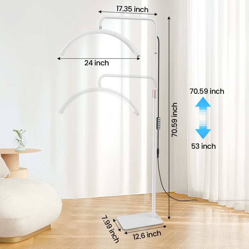 Lampe sur pied à DEL demi-lune avec rallonge pour cils, Blanc