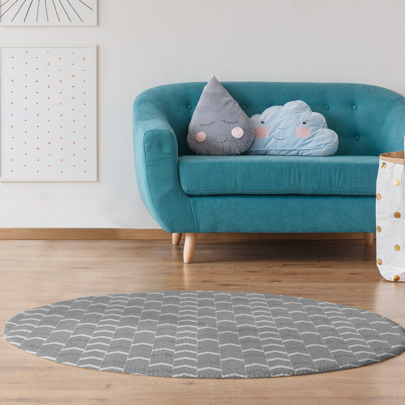 Chenille Chevron Indoor Rug, Round 5'