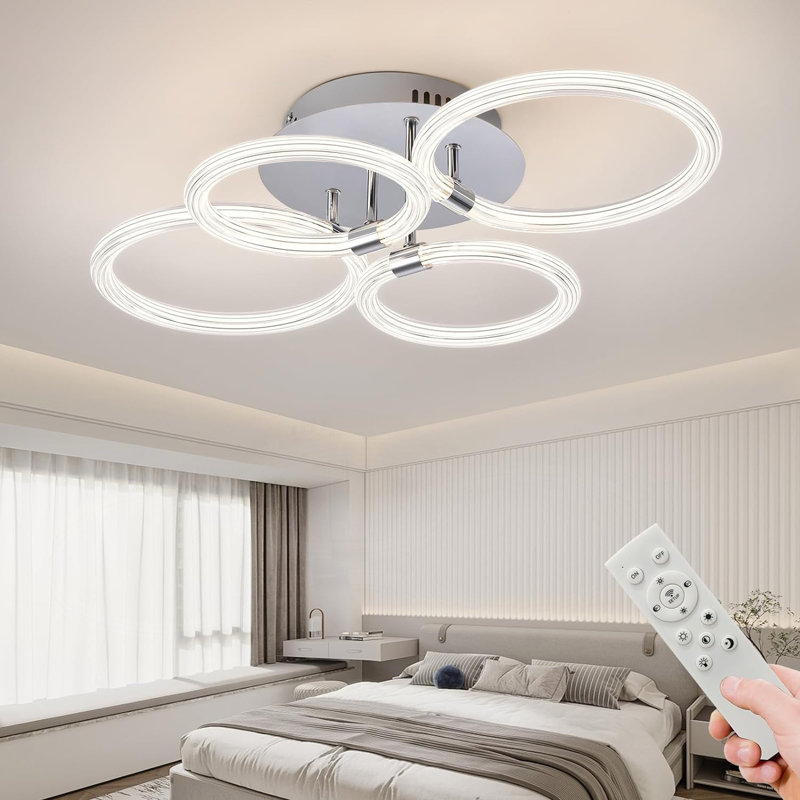 Modern LED Ceiling Light with Dimmable Remote for Various Rooms