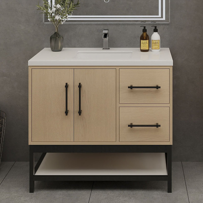 Meuble-lavabo simple avec plateau Victoria 23,7, Chêne jaune