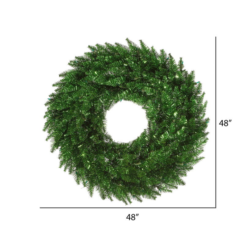 Couronne de Noël artificielle en PVC, H 48 po x l 48 po x P 5 po, Vert