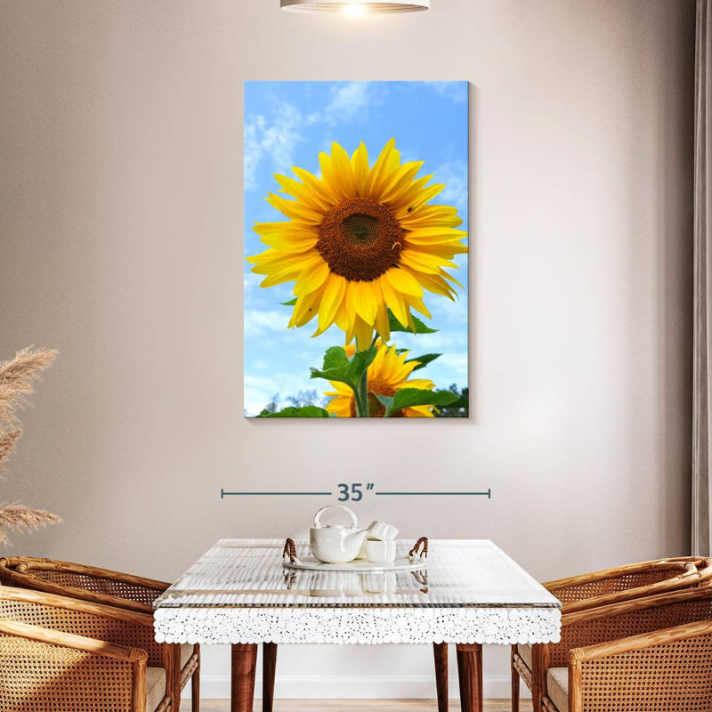 Harnek tournesol en fleurs, H 45 po x l 30 po
