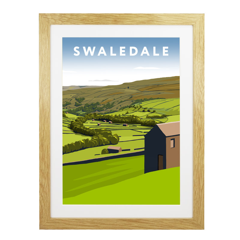 'Swaledale 2' by Richard O'Neil - Print, Oak Wood Frame, 43.5 cm H x 33.5 cm W x 2.2 cm D
