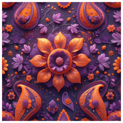 Édredon floral mauve à motif cachemire