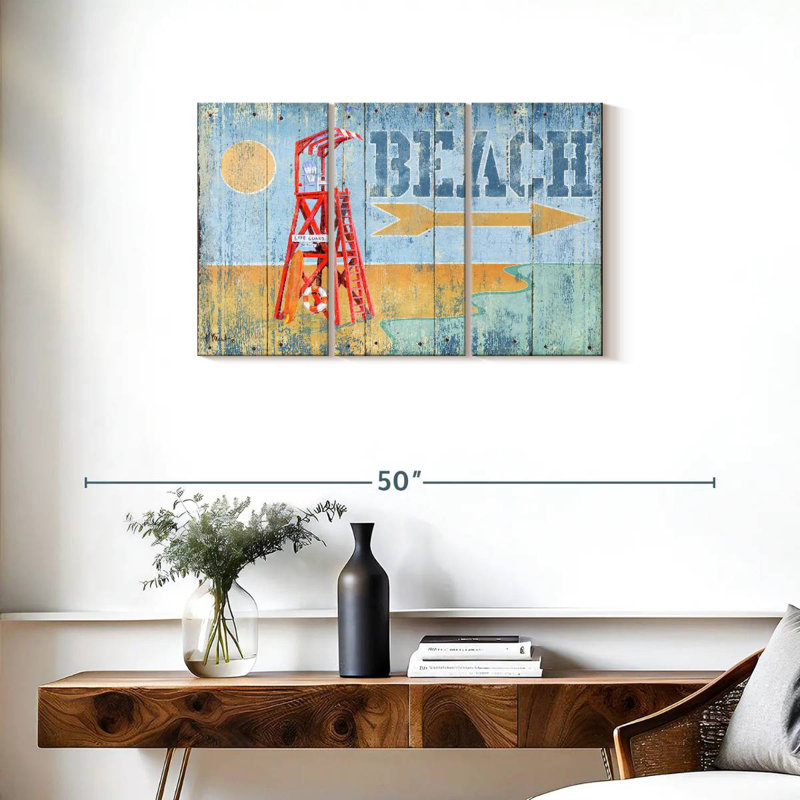 Beach Watch Distressed Wall Sign, 20" H x 33" W