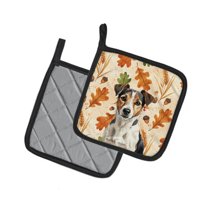 Tricolor Russell Terrier Heirloom Fall Pair of Pot Holders