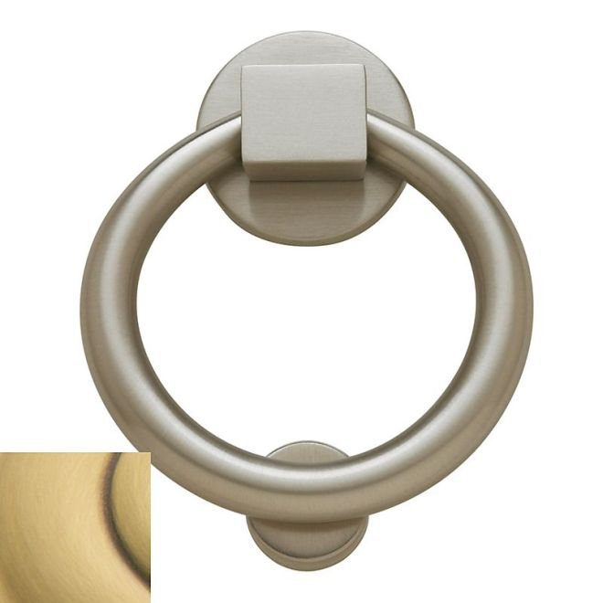 Ring Door Knocker, Satin Brass with Brown